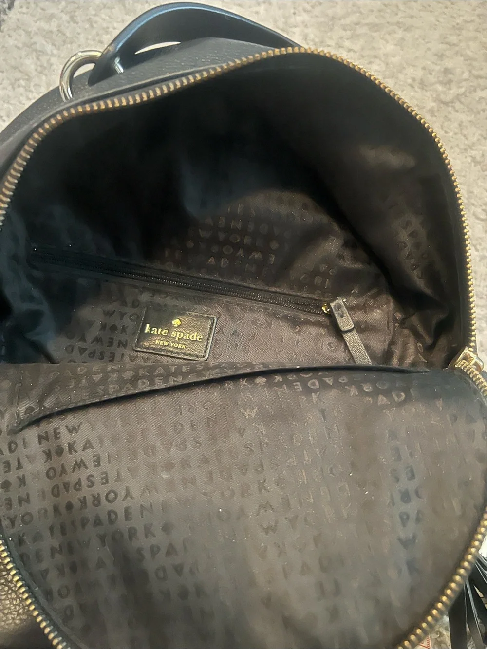 Kate Spade Pebbled Leather Mini Backpack 11x11 Black & Gold